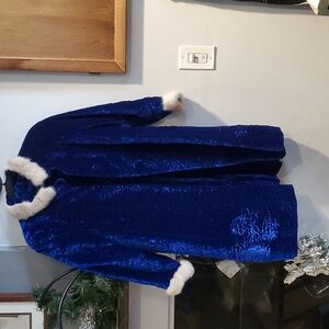 RARE VIntage House Coat & Dress With Real Fur Collar